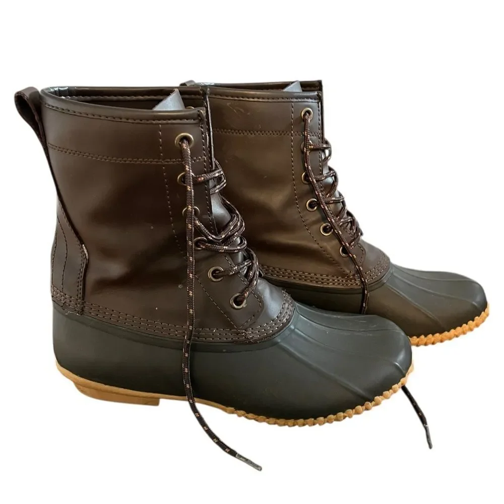 Men's Lands’ End Black and Brown Duck Boots 8D